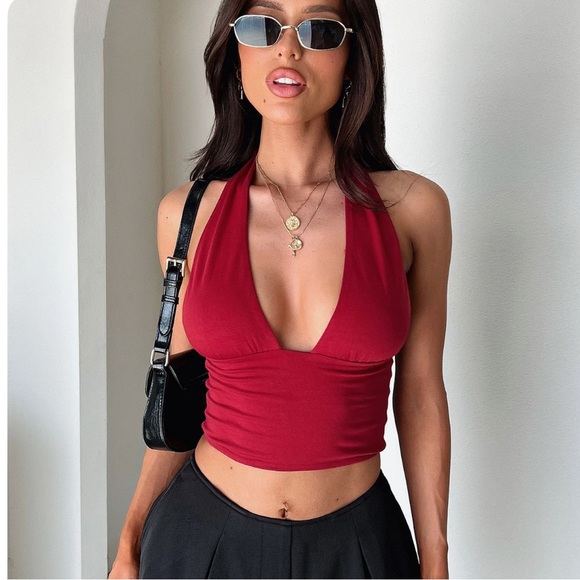Thats So Fetch Tops - THATS SO FETCH Sunshine Halter Top in Red